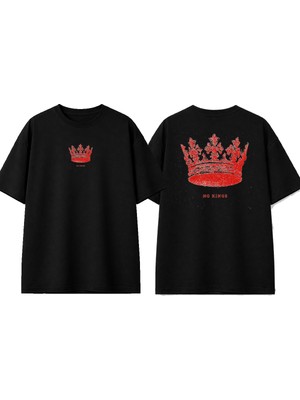 Urbvn No King Tasarım Baskılı Siyah Oversize T-Shirt