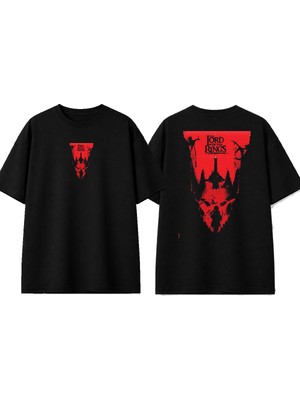 Urbvn Ring 4 Tasarım Baskılı Siyah Oversize T-Shirt