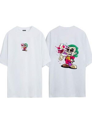 Urbvn Joker Anime 1 Tasarım Baskılı Beyaz Oversize T Shirt