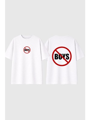 Urbvn Boys Allert Tasarım Baskılı Beyaz Oversize T Shirt