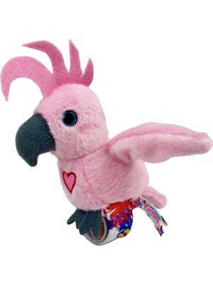Hatıra Kutusu Peluş Ses Tekrarlı Hayvan Bileklik Aksesuar - Pembe Papağan (Lisinya)