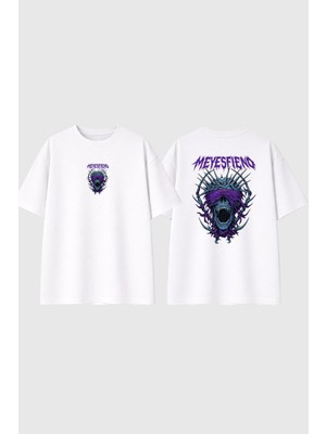 Urbvn Meyesfiend Tasarım Baskılı Beyaz Oversize T Shirt