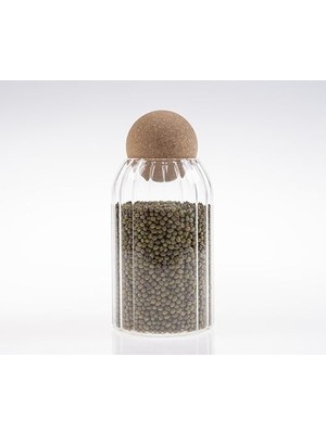 Skygo Mantar Top Kapaklı Fitilli Cam Kavanoz | Estetik Bakliyat & Makarna Saklama Kabı | Cam Dekoratif Mutfak Düzenleyici (Orta)