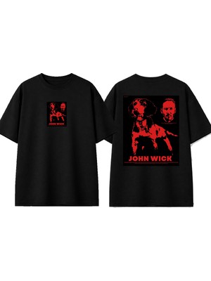 Urbvn Jhon Wick Tasarım Baskılı Siyah Oversize T-Shirt