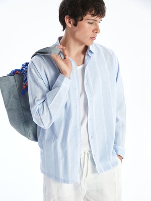 Lc Waikiki Yeni Sezon Rahat Kalıp Uzun Kollu Çizgili Poplin Erkek Gömlek