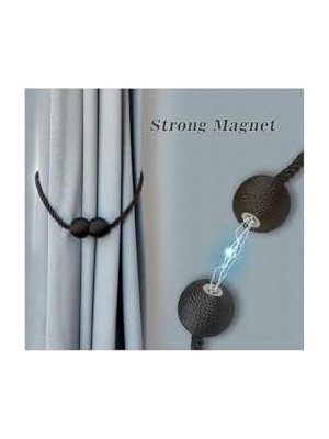 Skygo Dekoratif Mıknatıslı Fon Perde Tutucu Aksesuar Perde Mandalı Tokası 2 Adet Siyah Renk