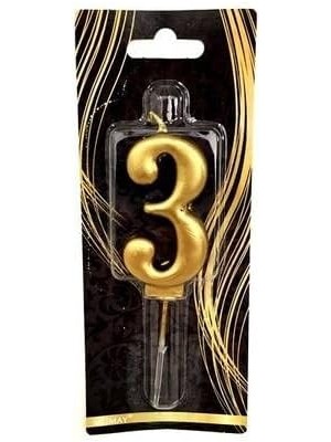 Skygo - 3 Yaş Altın Pasta Mumu