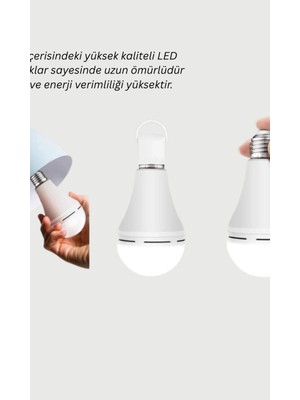 Astraltech 30W Şarjlı LED Ampul E27 Duy %80 Enerji Tasarruflu Soğuk Beyaz
