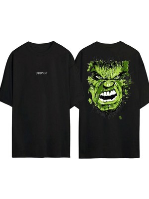 Urbvn Hulk Tasarım Baskılı Siyah Oversize T Shirt