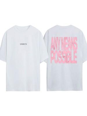 Urbvn Possıble 1 Tasarım Baskılı Beyaz Oversize T-Shirt