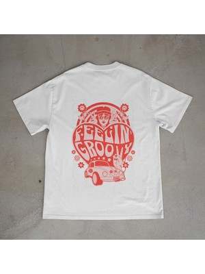 Urbvn Feeling Tasarım Baskılı Beyaz Oversize T-Shirt