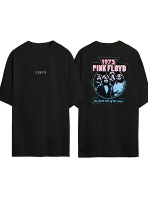 Urbvn 1973 Pink Floyd Tasarım Baskılı Siyah Oversize T Shirt