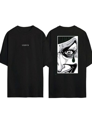 Urbvn Joker 2 Tasarım Baskılı Siyah Oversize T Shirt