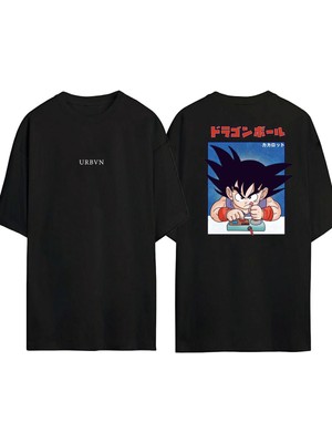 Urbvn Dragon Ballz Tasarım Baskılı Siyah Oversize T Shirt