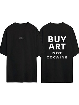 Urbvn Buy Tasarım Baskılı Siyah Oversize T Shirt