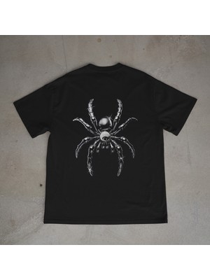 Urbvn Spider Tasarım Baskılı Siyah Oversize T-Shirt