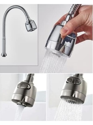 Skygo 360 Derece Döner Spiral Krom Kubar Musluk Püskürtücü - 2 Fonksiyonlu Paslanmaz Çelik Döner Borulu Mutfak Lavabo Musluğu