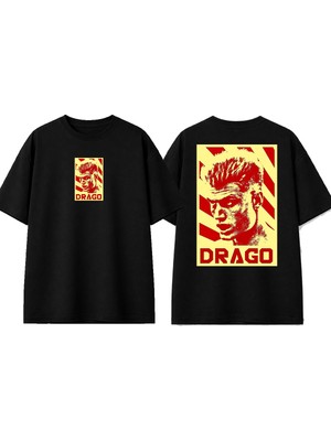 Urbvn Draco Tasarım Baskılı Siyah Oversize T-Shirt