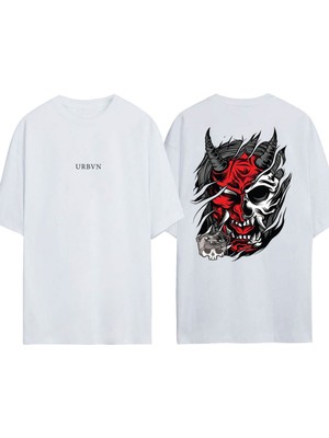 Urbvn IMAGE00393 Tasarım Baskılı Beyaz Oversize T-Shirt