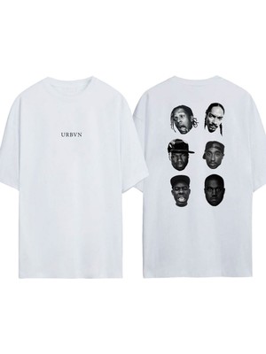 Urbvn Trap 1 Tasarım Baskılı Beyaz Oversize T-Shirt