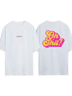 Urbvn Oh No Tasarım Baskılı Beyaz Oversize T-Shirt