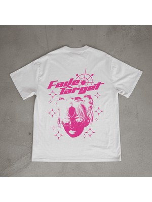 Urbvn Faketarget Tasarım Baskılı Beyaz Oversize T-Shirt