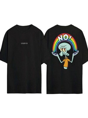 Urbvn No! Tasarım Baskılı Siyah Oversize T Shirt