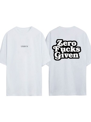 Urbvn Zero Tasarım Baskılı Beyaz Oversize T-Shirt