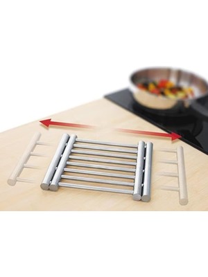 Skygo Ayarlanabilir Paslanmaz Çelik, 23 cm x 20 Cm, 37 Cm'e Kadar Genişleyebilir, Tencere Altlığı