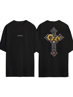 Urbvn Ozzy 1 Tasarım Baskılı Siyah Oversize T Shirt