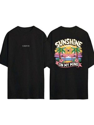 Urbvn On My Mind Tasarım Baskılı Siyah Oversize T Shirt