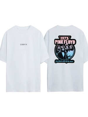 Urbvn 1973 Pink Floyd Tasarım Baskılı Beyaz Oversize T-Shirt
