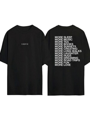 Urbvn More Tasarım Baskılı Siyah Oversize T Shirt