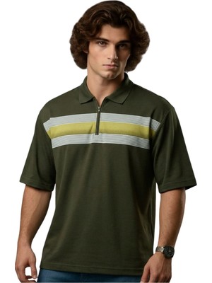 Maruf Shop Fermuarlı Erkek Büyük Beden 115 - 138 Kilo Arası Uygun Likralı Pike Polo Yaka Baskılı Tişört