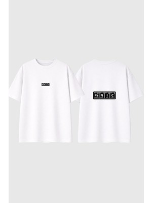 Urbvn Panic Tasarım Baskılı Beyaz Oversize T Shirt