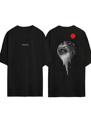 Urbvn Drip Tasarım Baskılı Siyah Oversize T Shirt