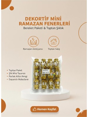 Özbience Altın Renk Mini Ramazan Feneri Toptan Paket, Şık ve Zarif Dekorasyon Ürünü