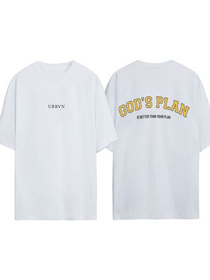 Urbvn Godsplan Tasarım Baskılı Beyaz Oversize T-Shirt