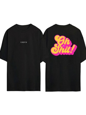 Urbvn Oh No Tasarım Baskılı Siyah Oversize T Shirt
