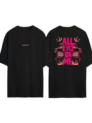 Urbvn IMAGE00386 Tasarım Baskılı Siyah Oversize T Shirt