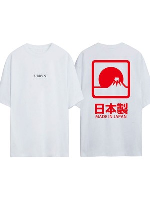 Urbvn Korean Design Tasarım Baskılı Beyaz Oversize T-Shirt