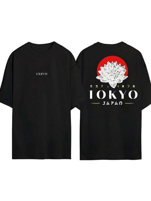 Urbvn Tokio 1 Tasarım Baskılı Siyah Oversize T Shirt