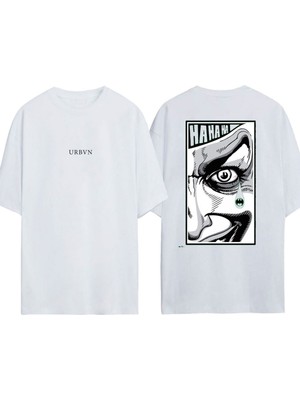 Urbvn Joker 2 Tasarım Baskılı Beyaz Oversize T-Shirt
