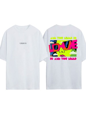 Urbvn You Need Tasarım Baskılı Beyaz Oversize T-Shirt