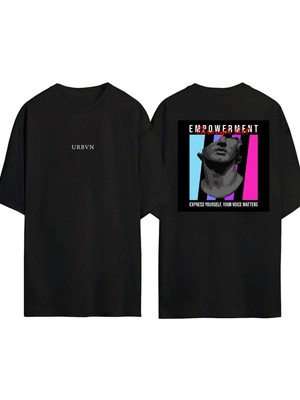 Urbvn Empowerment Tasarım Baskılı Siyah Oversize T Shirt