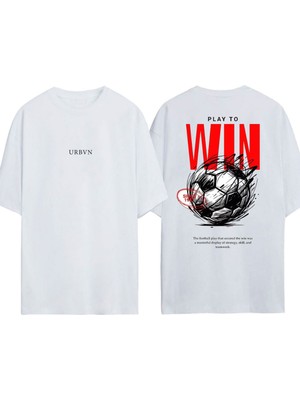Urbvn Wın 1 Tasarım Baskılı Beyaz Oversize T-Shirt