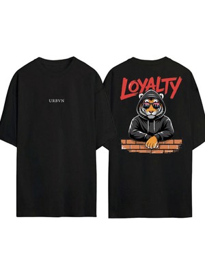 Urbvn Loyal Tasarım Baskılı Siyah Oversize T Shirt