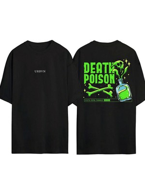 Urbvn Poison Tasarım Baskılı Siyah Oversize T Shirt