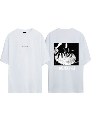 Urbvn Cult Tasarım Baskılı Beyaz Oversize T-Shirt