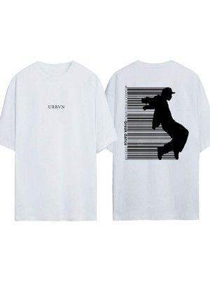 Urbvn Breaks Tasarım Baskılı Beyaz Oversize T-Shirt